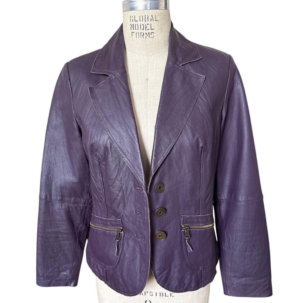 Bonita Purple Leather Blazer Size Medium